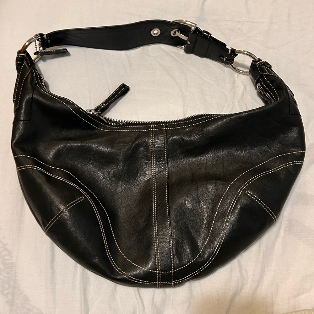 Coach Black Leather Hobo Bag